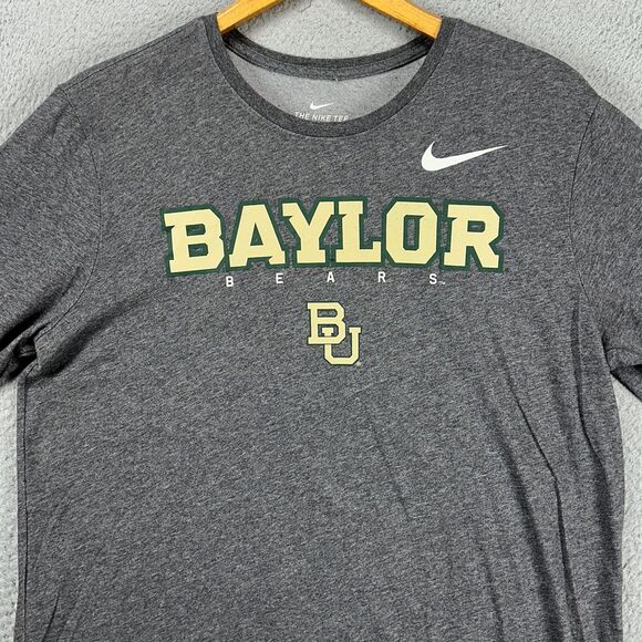 Baylor Bears T-Shirt Adult Large Dri-Fit Grey Swoosh Long Sleeve Tee Mens Nike